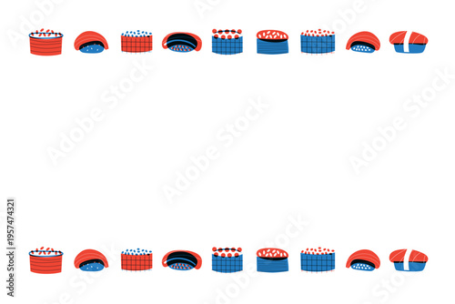 Sushi, Wok Noodles, Street Food Banner Collection for Restaurant Advertising