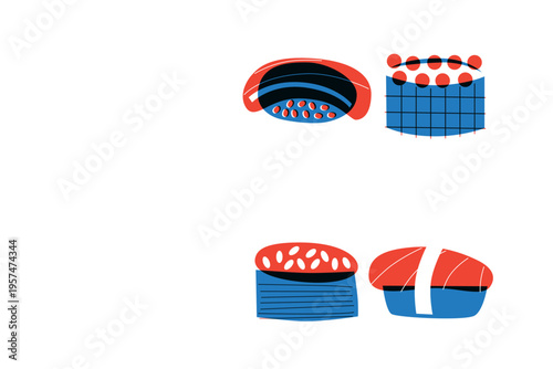 Sushi, Wok Noodles, Street Food Banner Collection for Restaurant Advertising