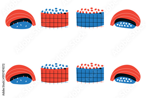 Sushi, Wok Noodles, Street Food Banner Collection for Restaurant Advertising