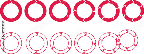 Modern Circular Loading Progress Rings Set, Abstract Round Infographic Elements, UI Loader Vector Collection