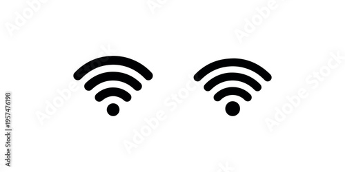Two wifi signal icons side by side, representing wireless internet connection strength and network availability symbols in digital technology