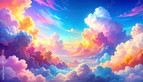 Vibrant Sky with Colorful Clouds at Sunset.
