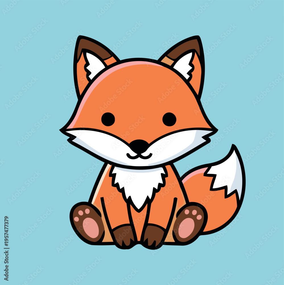 Fototapeta premium Adorable Baby Fox Vector Illustration for Forest Theme