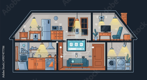 Smart Home Automation System with Connected Devices and IoT Technology.