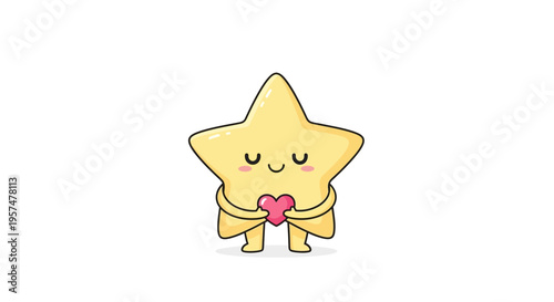 Cute star character with heart.