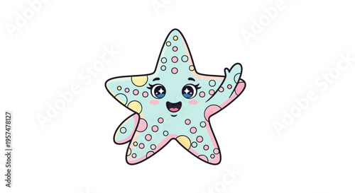 Cartoon starfish with happy face.