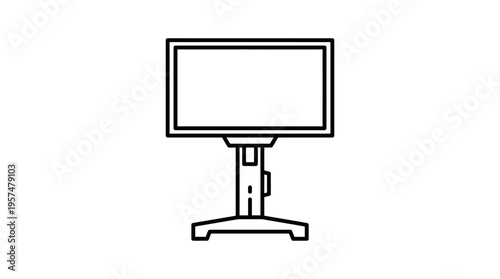 Minimalist Outline of a Flat Screen Monitor with Stand