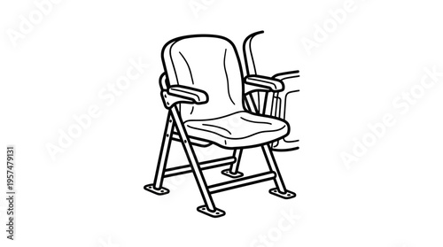 Black and White Drawing of a Folding Chair