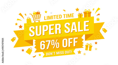 Super Sale Banner with Sixty-Seven Percent Off