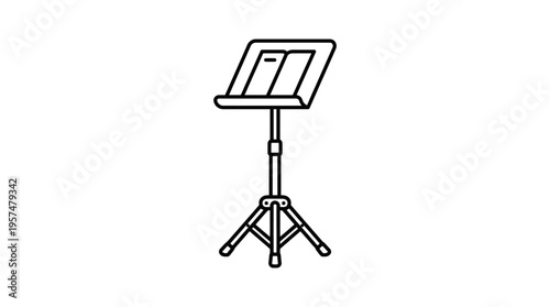 Minimalist Outline of a Music Stand on White