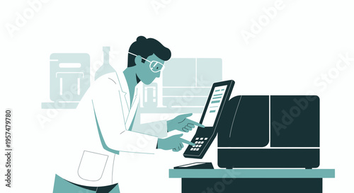 Scientist working with advanced laboratory equipment, modern research and development