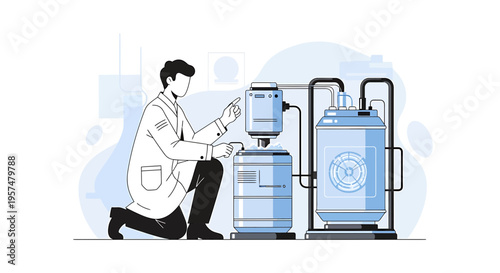 Scientist working with laboratory equipment, biotechnology research, and chemical analysis
