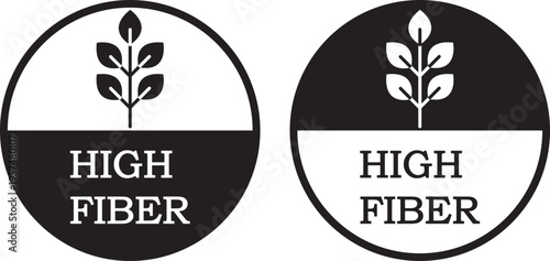 High fiber icon set. symbolizing dietary fiber for digestion and wellness. Fibre icon in flat style. Basic vector symbol illustration. plant leaf and waves. food packaging sign. Simple line vector 