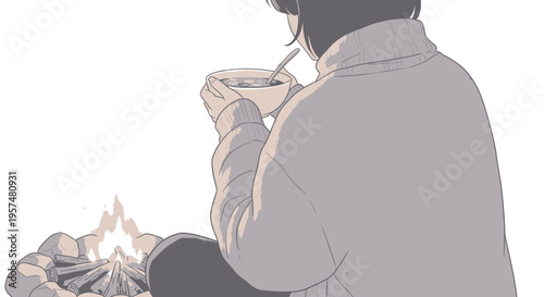 Man sitting and drinking coffee.