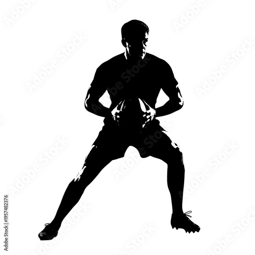 A man in a wide stance with hands on hips Vector, illustration
