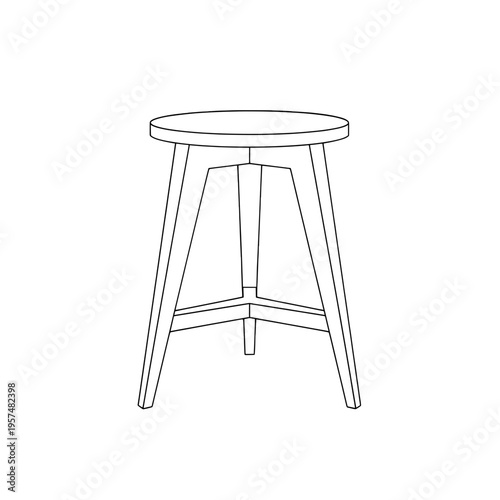 A simple wooden stool with four legs Vector, illustration