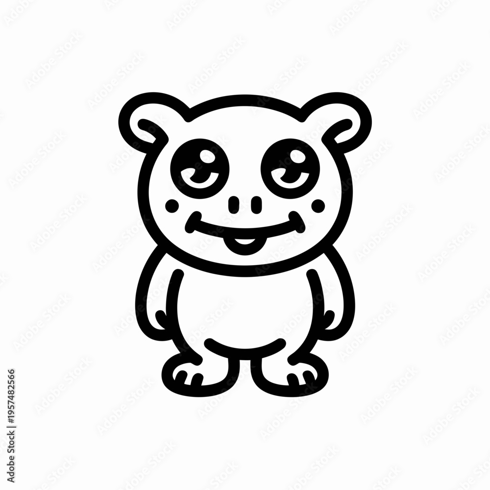 Fototapeta premium Black bear cartoon vector illustration on white background simple drawing animal