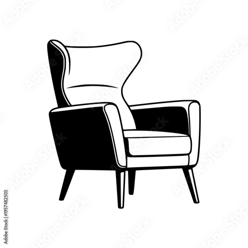 A black and white drawing of a chair Vector, illustration