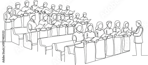 people sitting in a classroom, illustration