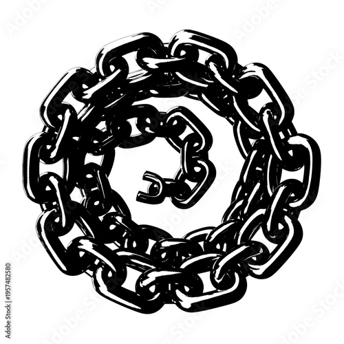 A coil of chains with a broken link in the center Vector, illustration