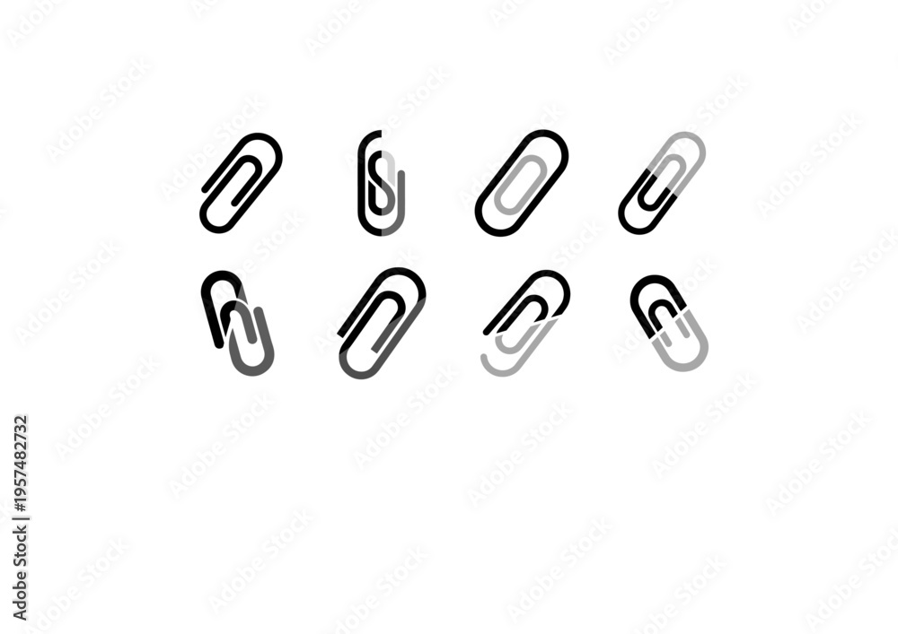 Fototapeta premium Paper Clip Icon Set - Creative Stationery and Attachment Vector Illustrations