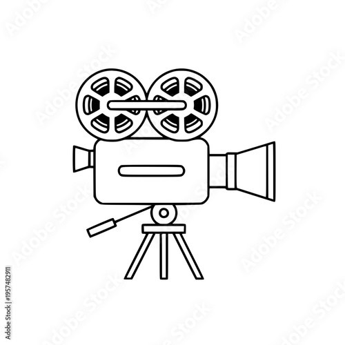A film camera on a tripod stand Vector, illustration