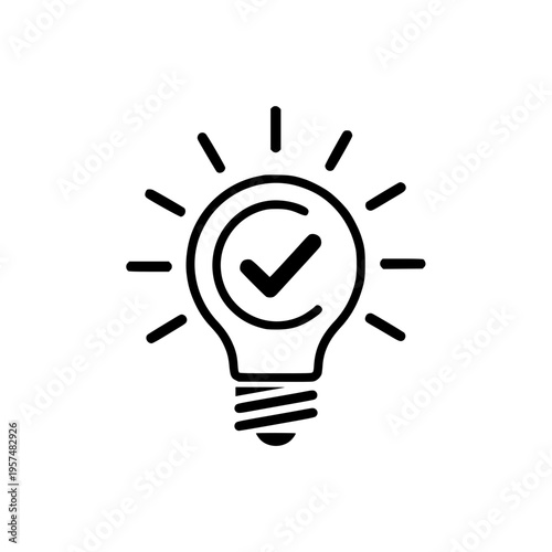 A light bulb with a check mark inside Vector, illustration
