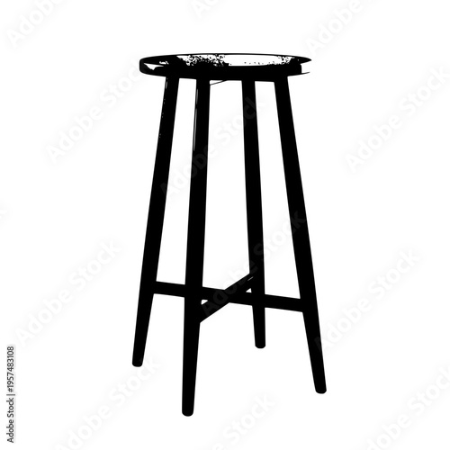 A black metal stool with four legs Vector, illustration