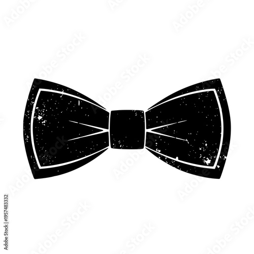 A black bow tie with white outline Vector, illustration