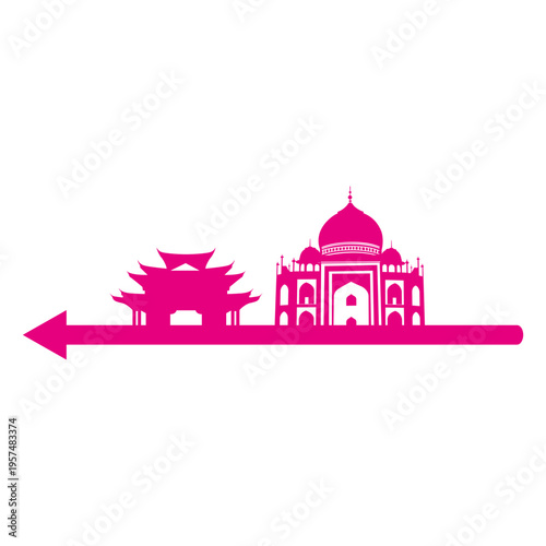Asian landmarks silhouette