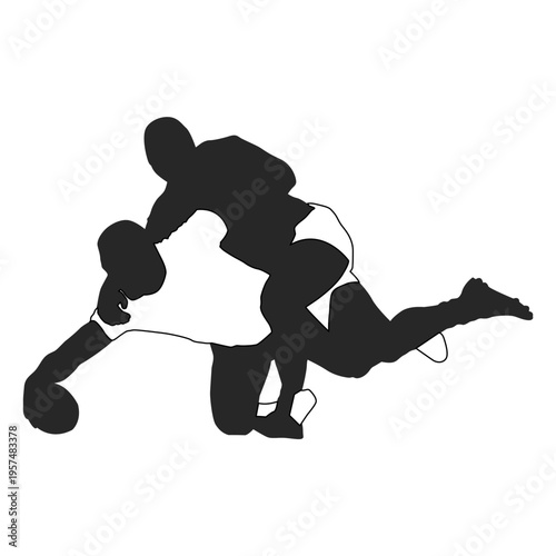 American football players tackling 2