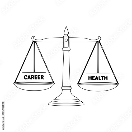 A scale balancing career and health Vector, illustration