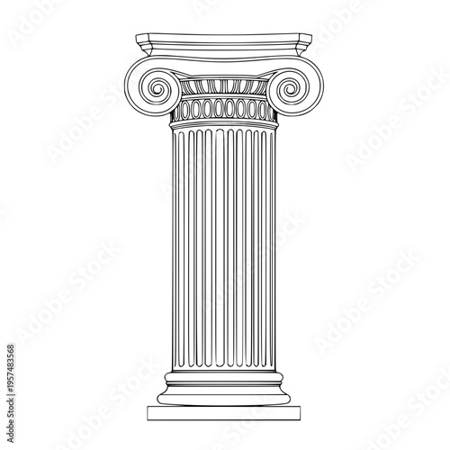 A tall column with ornate carvings on top Vector, illustration