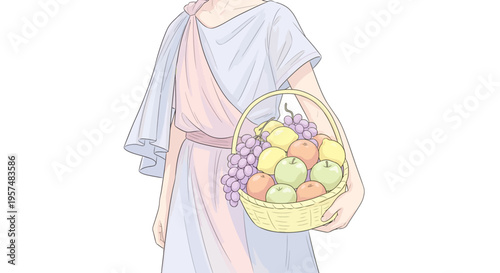 Wallpaper Mural Woman holding basket of fresh fruit. Torontodigital.ca