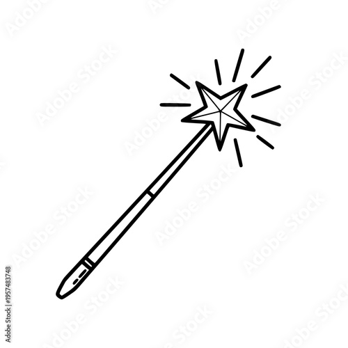A magic wand with a star on top Vector, illustration