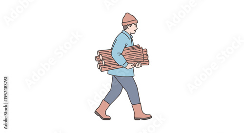 Man carrying a bundle of wood.
