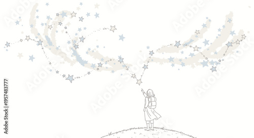 Wallpaper Mural Woman Looking Up at Stars Dreaming. Torontodigital.ca