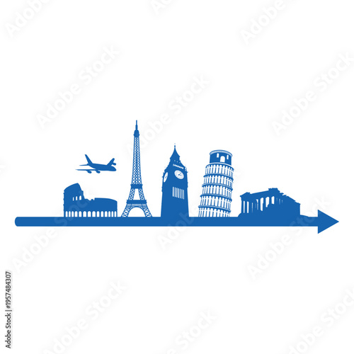 European landmarks silhouette