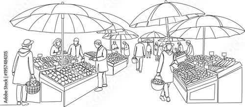 people shopping at outdoor market