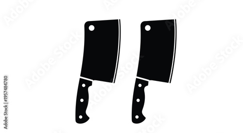 Two black cleavers are depicted against a plain white background