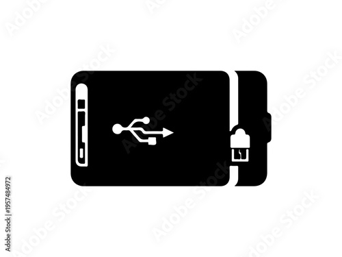 Silhouette of a usb flash drive and sd card with a connector