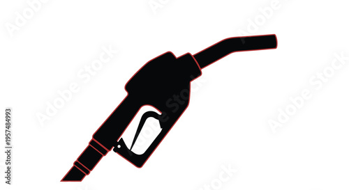 Silhouette of a red and black fuel nozzle against a white background