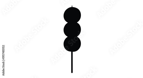 Simple black silhouette of dango skewers on a white background