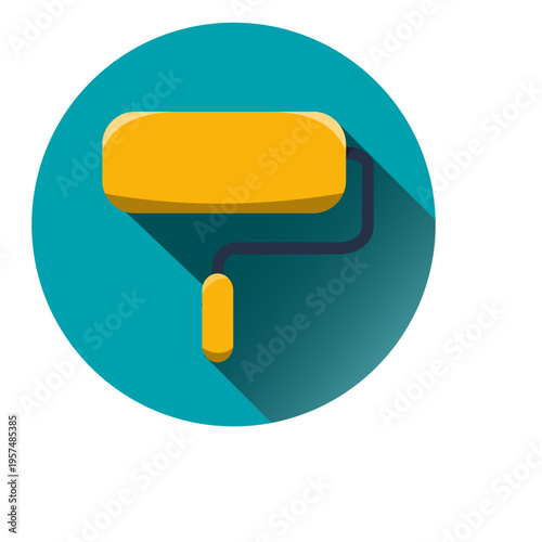 Paint roller round icon