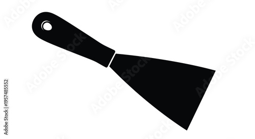 Simple black silhouette of a putty knife on a white background