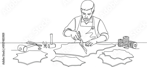 man working on craft project