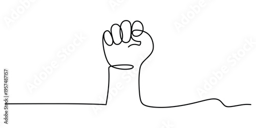 Minimalist One-Line Drawing of a Clenched Fist