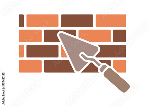 Vector brickwork sign in glyph style for construction and repair themes.