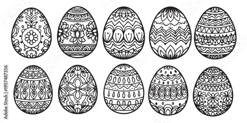 Collection of intricately designed easter eggs with various patterns