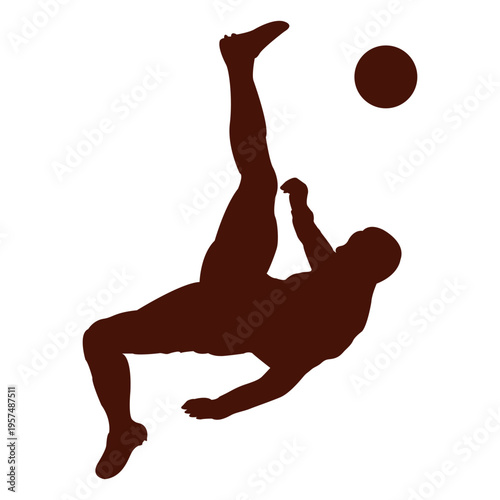 Billede på lærred Football player kick scissors silhouette